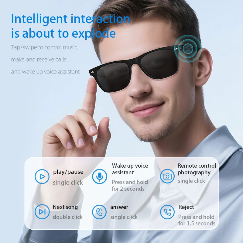 Inteligentne okulary AI z tłumaczeniem głosowym i Bluetooth