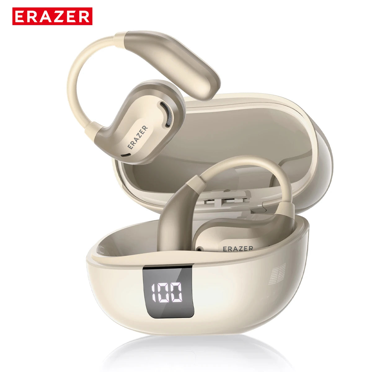 long life Display  16:20 Claude responded: Słuchawki Bluetooth ERAZER XT66PRO z tłumaczem AI i wyświetlaczem — 13 godzin pracy