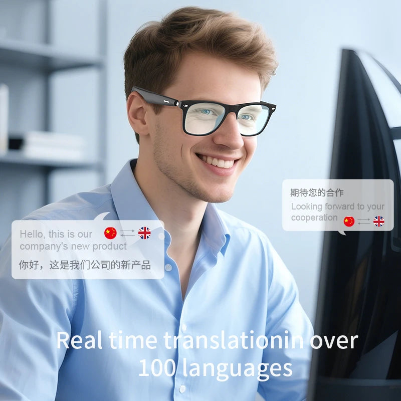 Inteligentne okulary AI z tłumaczeniem głosowym i Bluetooth
